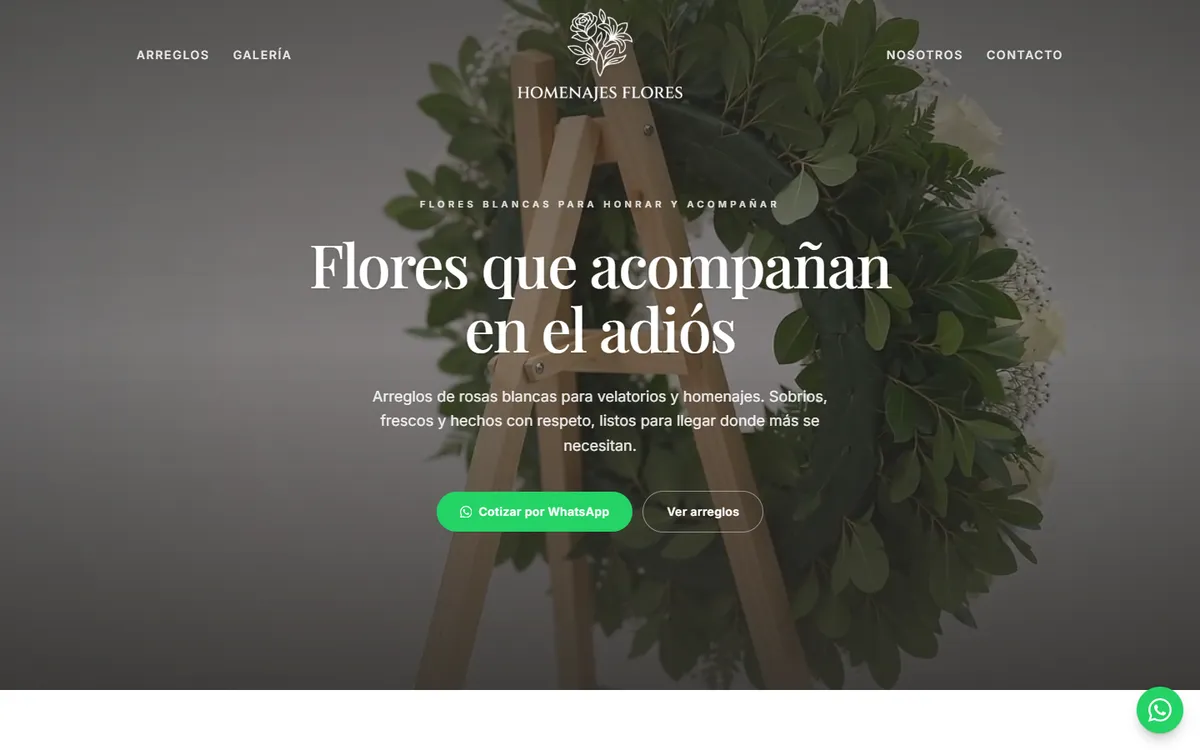 Portada de Homenajes Florales: florería de arreglos fúnebres
