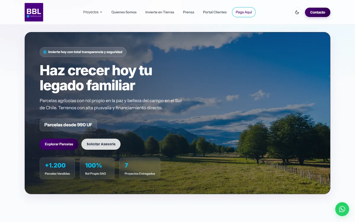 Portada de Parcelas BBL: inversión en parcelas del sur de Chile