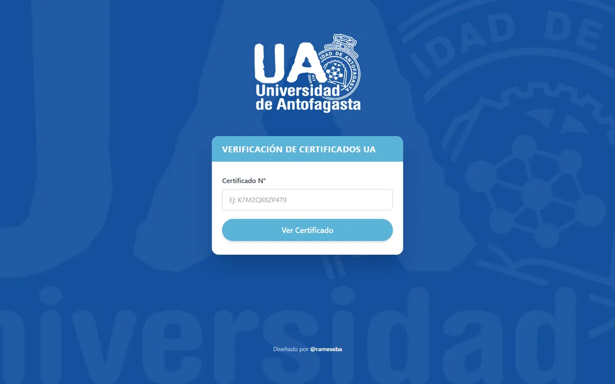 Portada de Verificación de Certificados UA: validación por código QR para la Universidad de Antofagasta